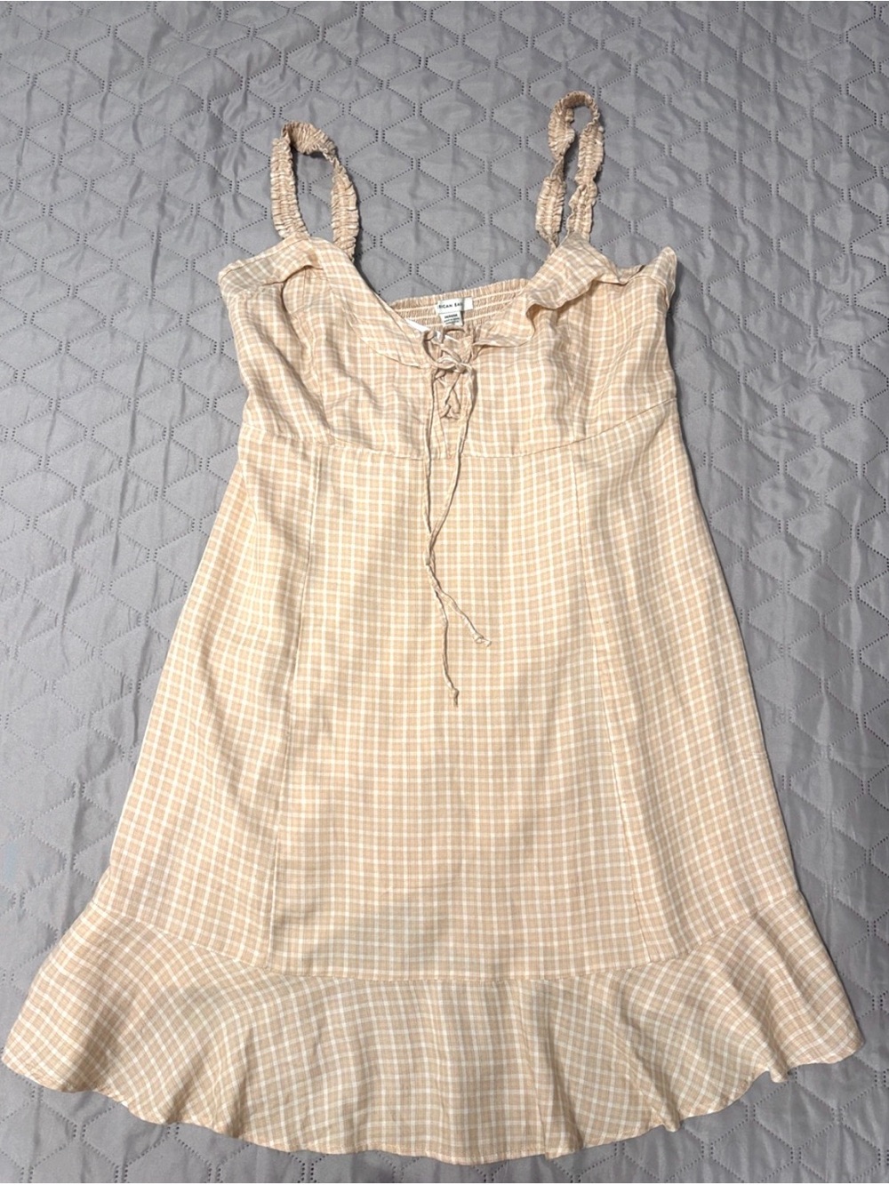 NWT American Eagle Outfitters Pink-Beige Plaid Flowy Slip Dress Size M
